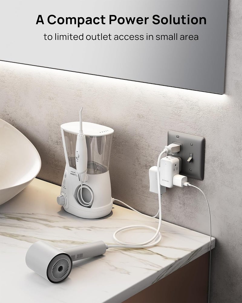 TROND Wall Outlet Extender 2 Pack - Multi Plug Splitter with Rotating Plug, 6 AC Power Adapter, Cruise Essentials, Small Outlet Extension for Travel Office Home Dorm Room - Image 5